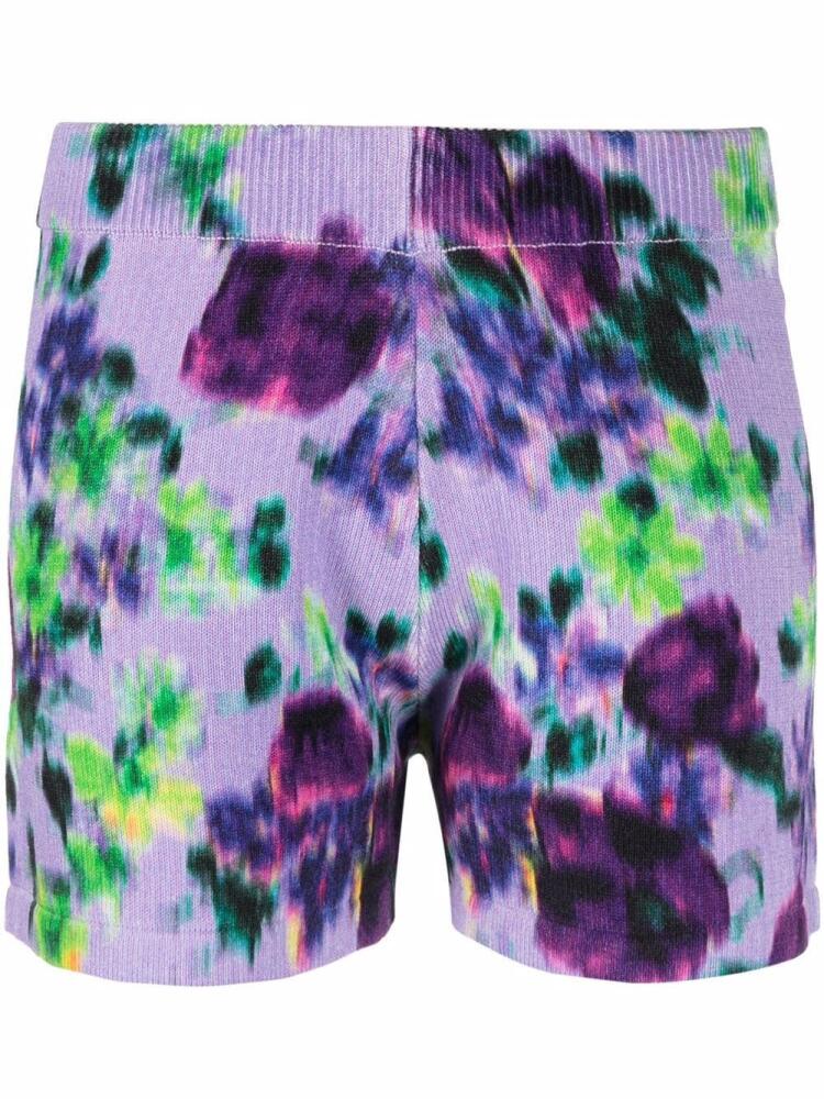 Kenzo knitted floral-print shorts - Purple Cover