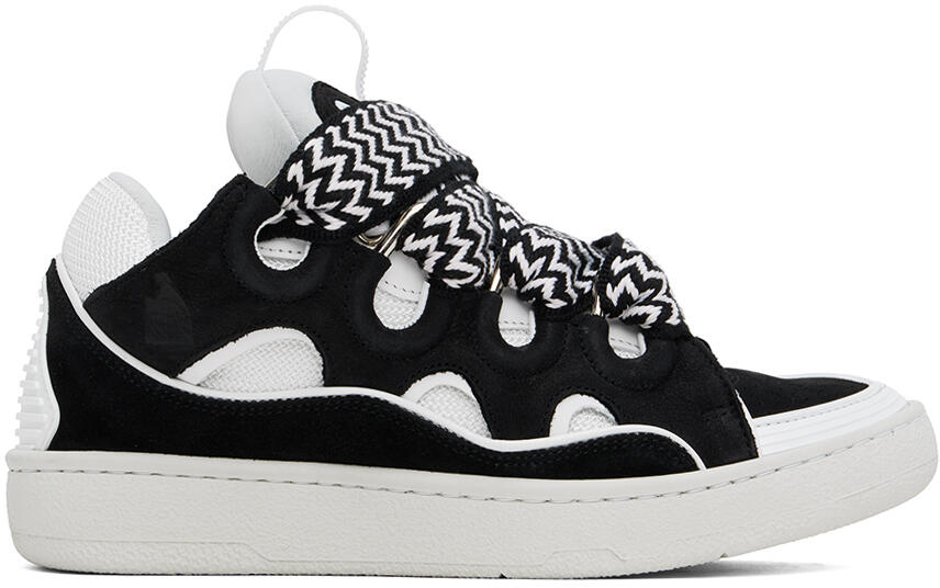 Lanvin Black & White Leather Curb Sneakers Cover