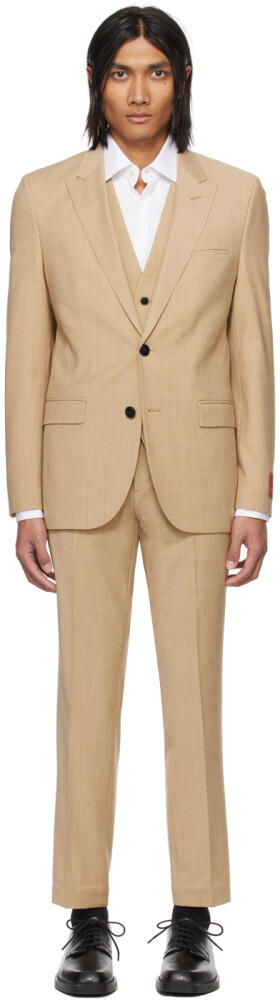 Hugo Beige Slim-Fit Suit Cover