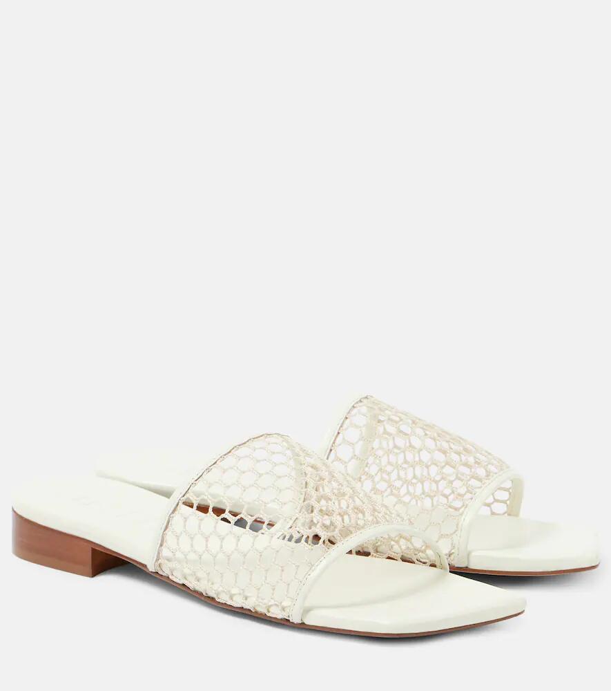 Souliers Martinez Chica leather-trimmed mesh slides Cover