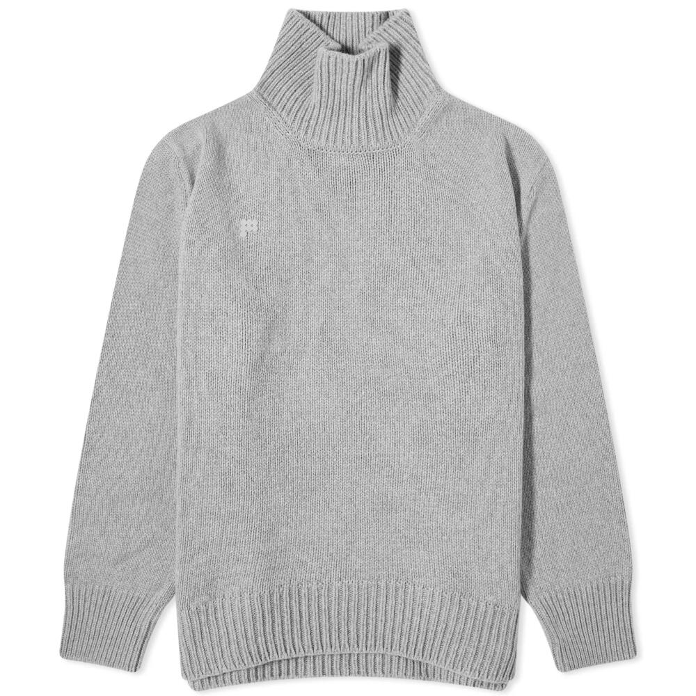 Pangaia Men's Recycled Cashmere Knit Chunky Turtleneck Sweater in Grey Marl Cover