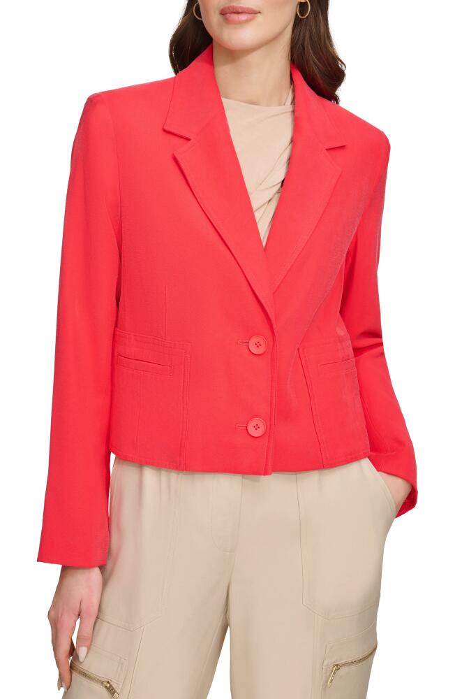 DKNY Two-Button Crop Blazer in Flame Cover