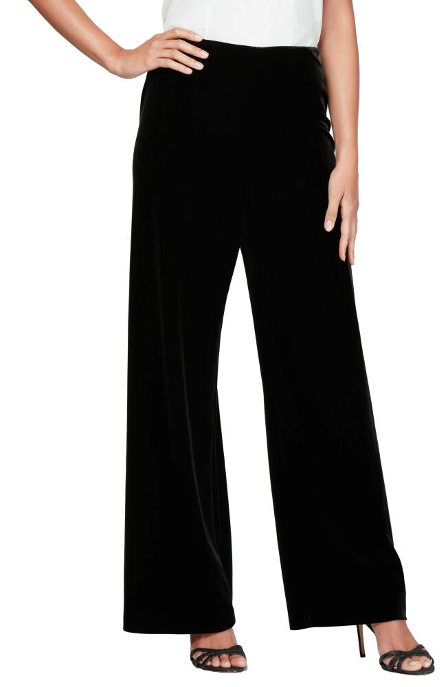 Alex Evenings Flat Front Wide Leg Trousers in Black Cover