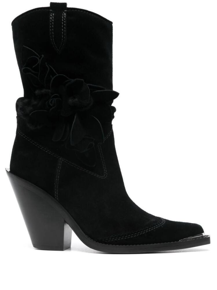 Ermanno Scervino 90mm floral-appliqué cowboy boots - Black Cover