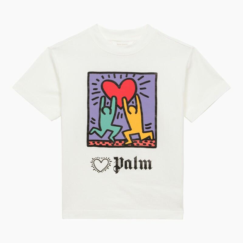 Palm Angels White cotton T-shirt with print Cover