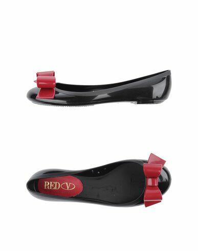 Red(v) Woman Ballet flats Black Rubber Cover