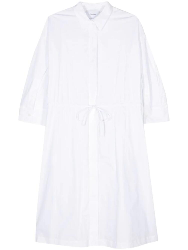 Nude poplin midi shirt dress - White Cover