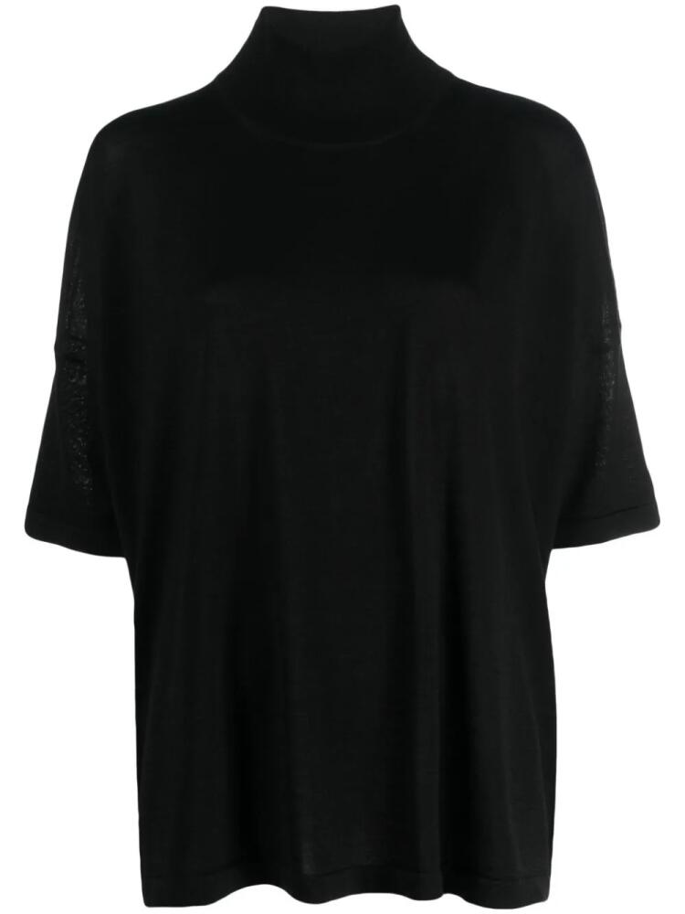 Gentry Portofino high-neck fine-knit top - Black Cover