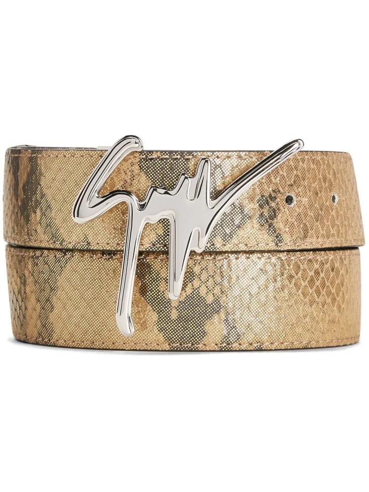 Giuseppe Zanotti Giuseppe snakeskin-effect belt - Gold Cover