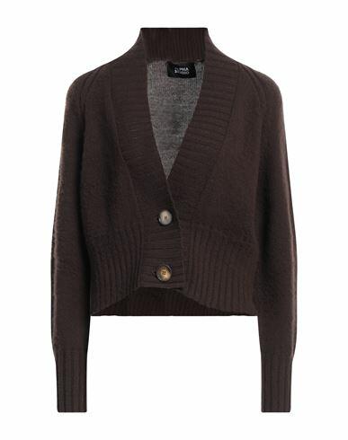 Alpha Studio Woman Cardigan Dark brown Wool Cover