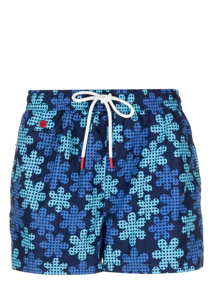 Kiton logo-print swim shorts - Blue Cover