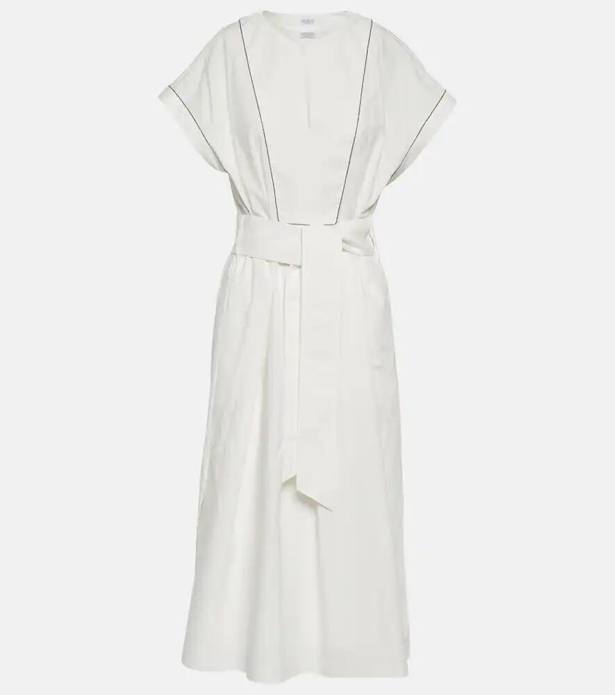 Brunello Cucinelli Embellished cotton midi dress Cover