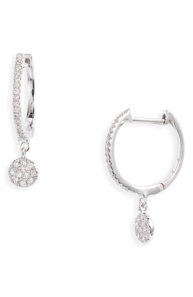 Meira T Diamond Disc Drop Huggie Hoop Earrings in Silver Cover