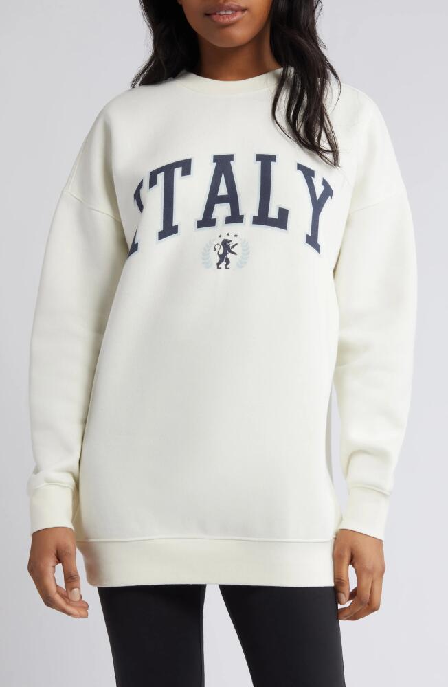 BP. Oversize Graphic Crewneck Sweatshirt in Ivory- Italy Cover