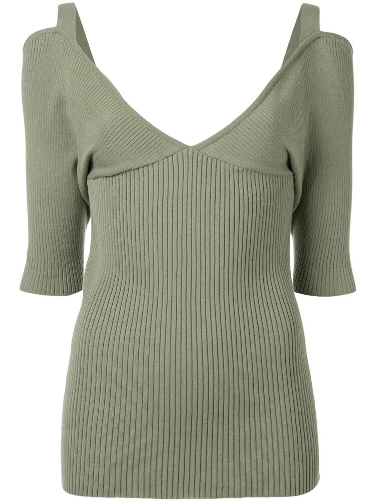 Muller Of Yoshiokubo V-neck ribbed top - Green Cover