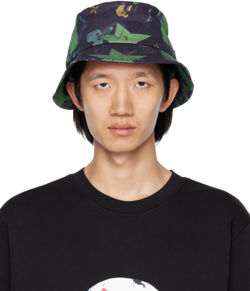 PS by Paul Smith Navy & Green Tattoo Bucket Hat Cover