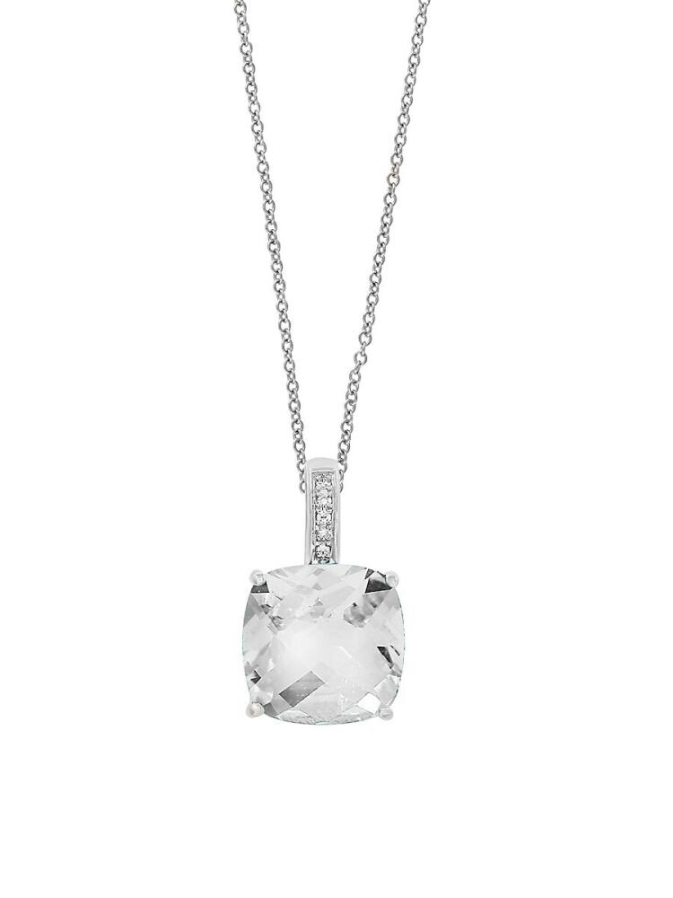 Effy Women's April 14K White Gold, White Topaz & Diamond Pendant Necklace Cover