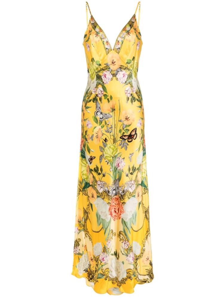 Camilla floral silk maxi dress - Yellow Cover