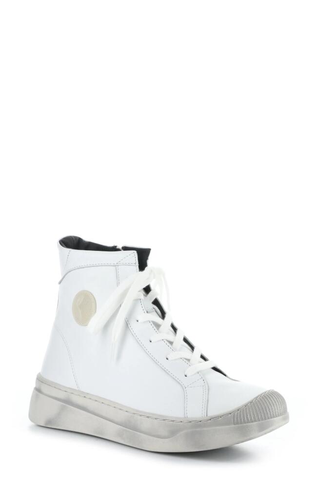 Softinos by Fly London Appe Lace-Up High Top Sneaker in White Smooth Leatherther Cover