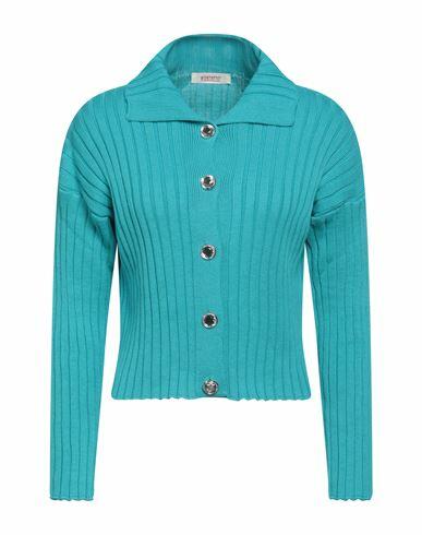 Kontatto Woman Cardigan Turquoise Cotton Cover