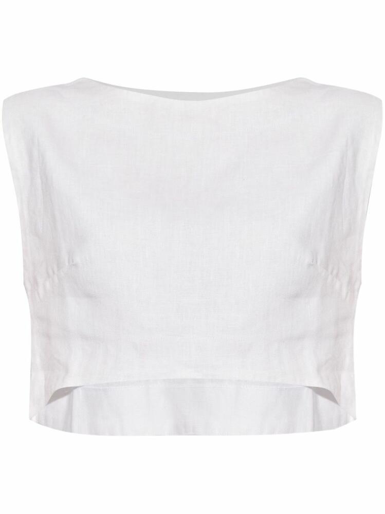 Posse Martina linen crop top - White Cover