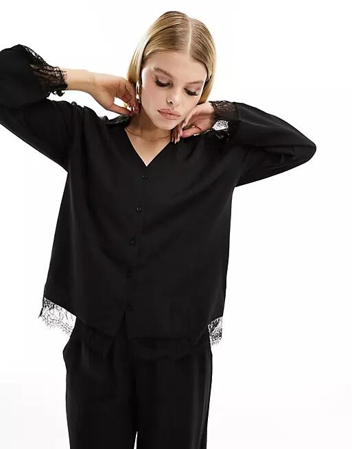 Object lace detail shirt in black - part of a set Cover