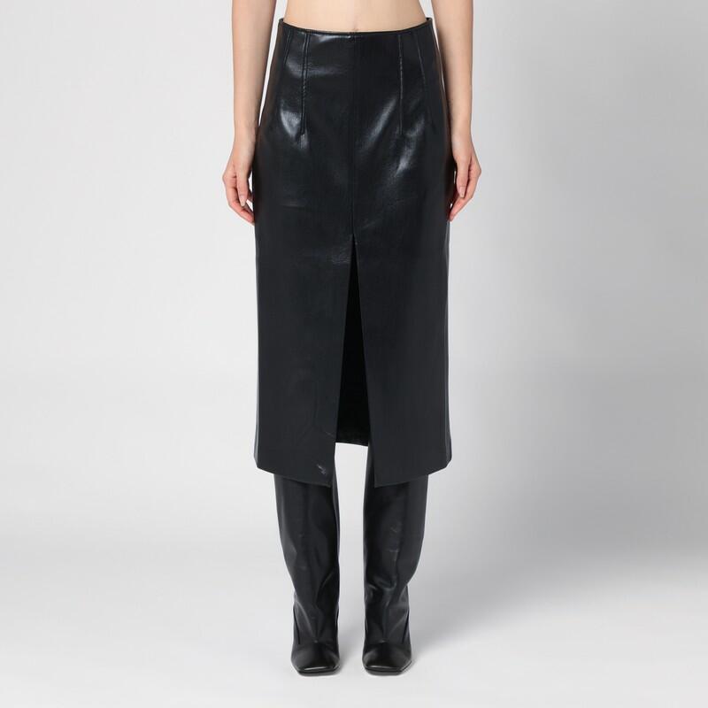 THE ANDAMANE Stephanie black leatherette midi skirt Cover