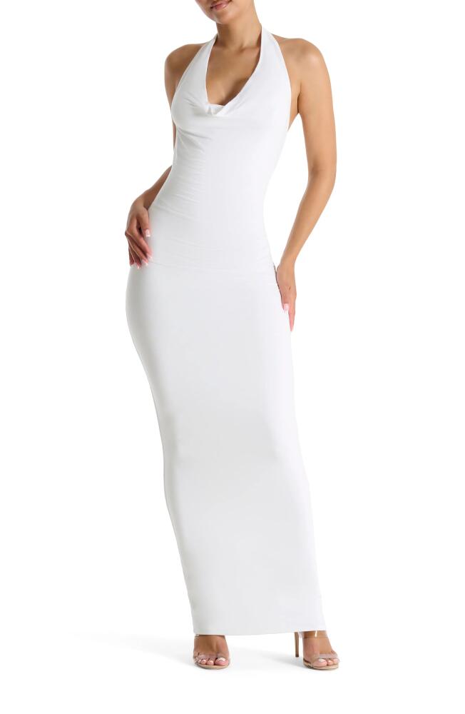 Naked Wardrobe Make 'Em Halter Maxi Dress in White Cover