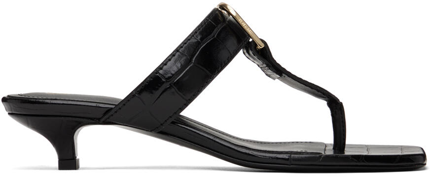 TOTEME Black 'The Belted Croco' Heeled Sandals Cover