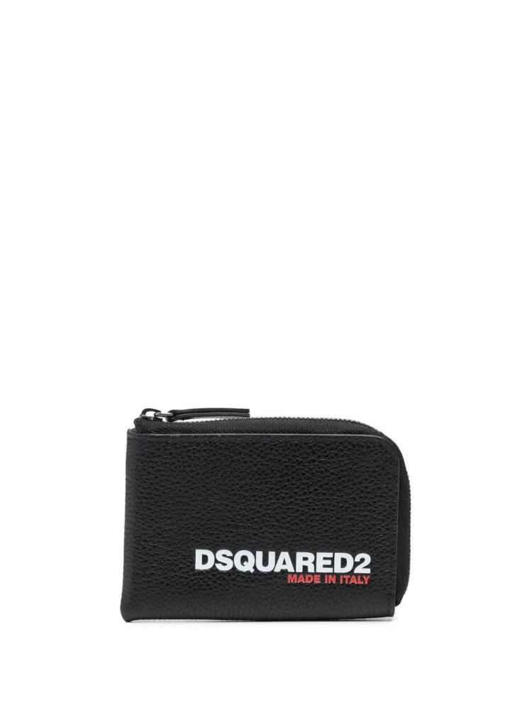 DSQUARED2 logo-print zip-up wallet - Black Cover