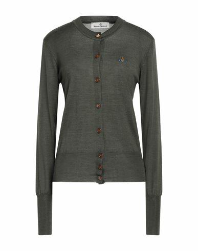 Vivienne Westwood Woman Cardigan Military green Merino Wool, Silk Cover