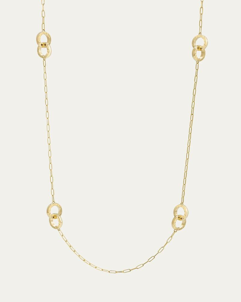 L. Klein Duetto 18K Gold Paperclip Chain Necklace with Hammered Rings Cover