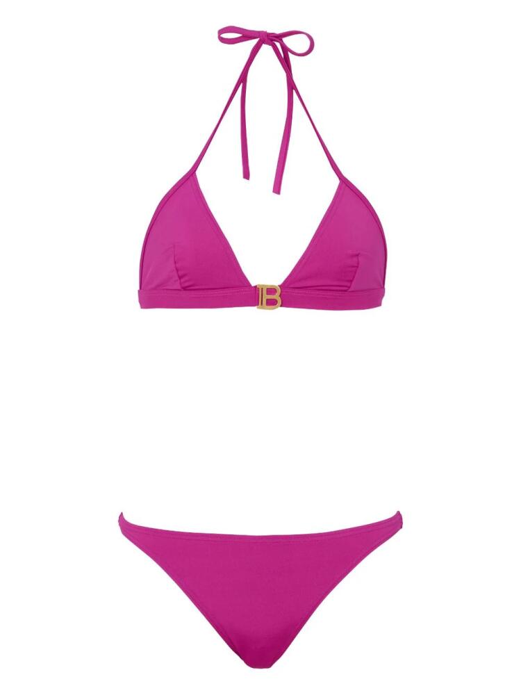 Balmain B-plaque triangle bikini set - Pink Cover