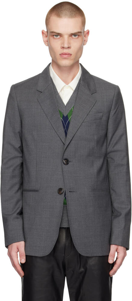 AMI Paris Gray Single-Breasted Blazer Cover