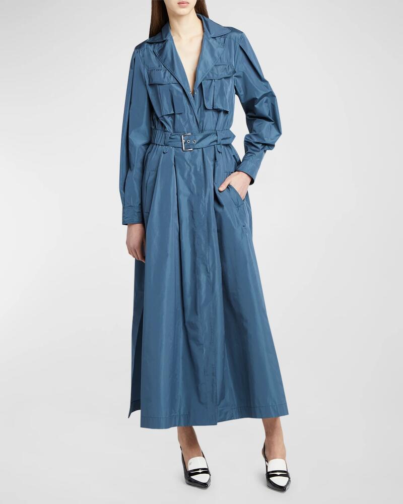 Alberta Ferretti Taffeta Belted Long Trench Coat Cover