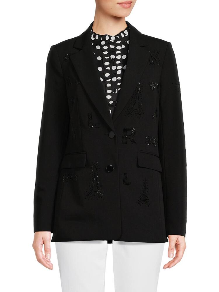 Karl Lagerfeld Paris Women's Hotfix Embellished Blazer - Black Cover