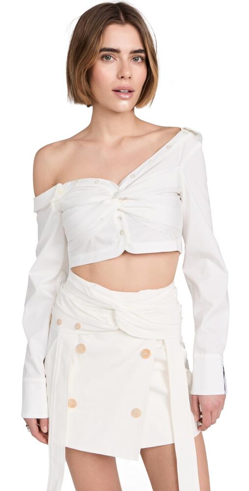 ROKH Asymmetric Twist Crop Blouse White Cover