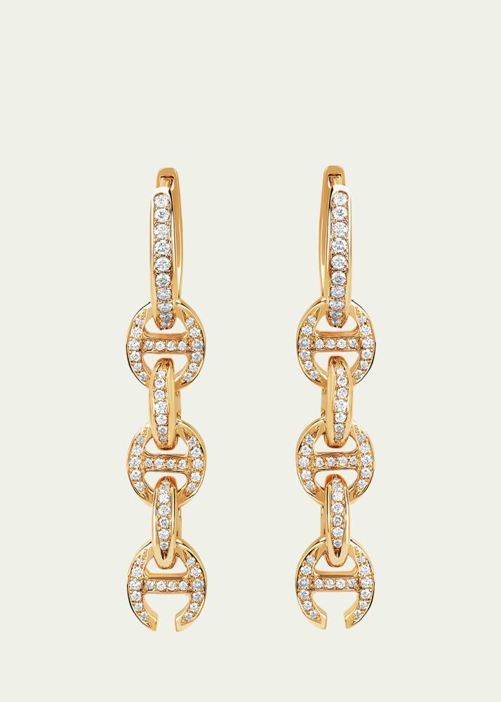 Hoorsenbuhs 18K Yellow Gold 5 Link Pave Drip Earrings with White Diamonds Cover