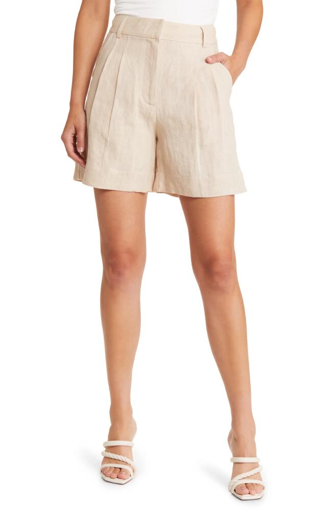 Sophie Rue Tashi Pleated Linen Shorts in Taupe Cover