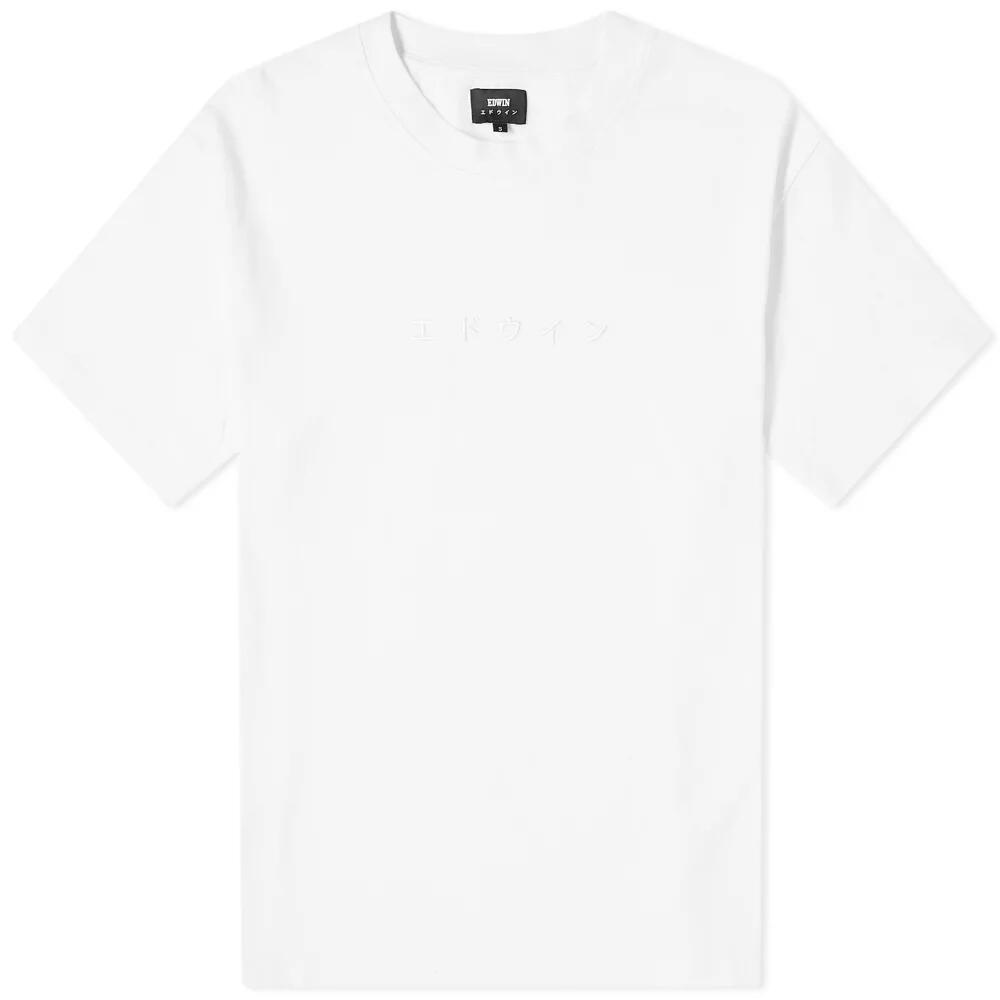 Edwin Men's Katakana Embroidery T-Shirt in White Cover