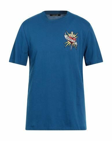 Roberto Cavalli Man T-shirt Azure Cotton Cover