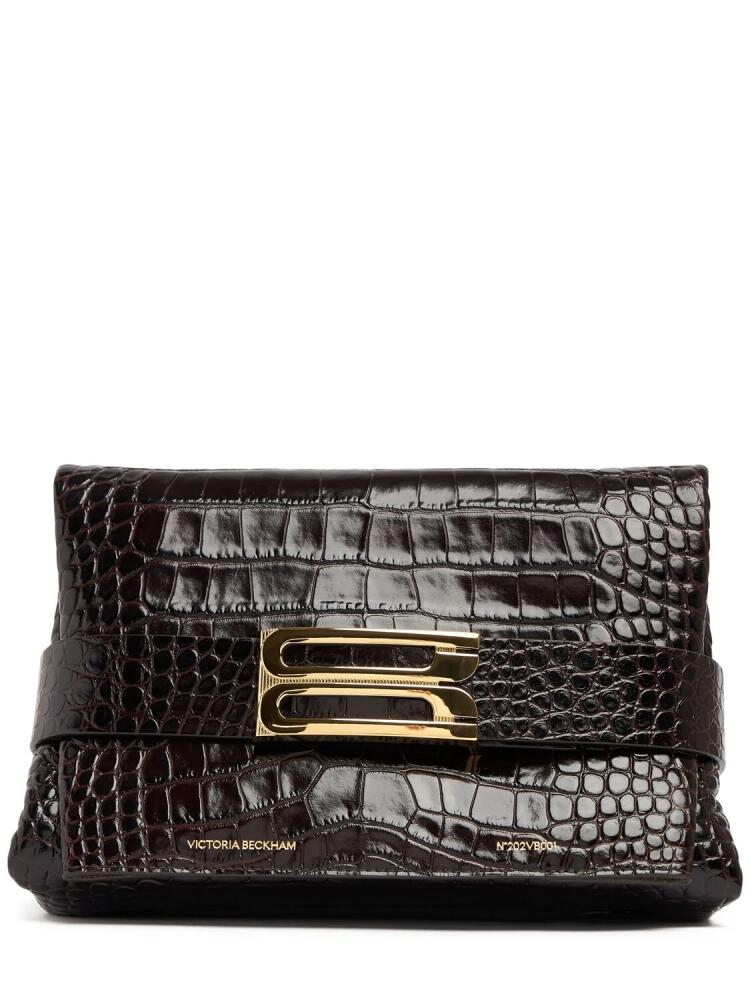 VICTORIA BECKHAM B Buckle Chain Embossed Leather Clutch Cover