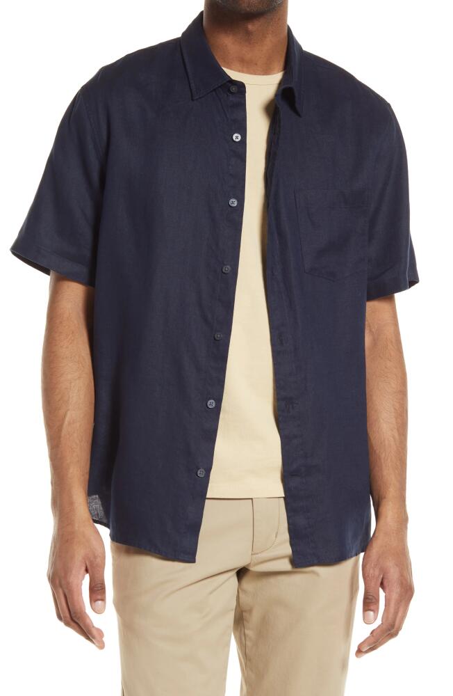 Vince Classic Fit Short Sleeve Linen Shirt in Coastal Cover