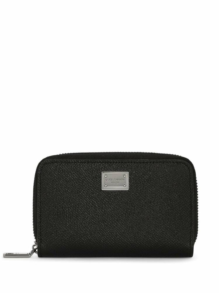 Dolce & Gabbana logo-tag leather zip-around wallet - Black Cover