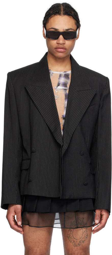 EGONlab Black Pinstripe Blazer Cover