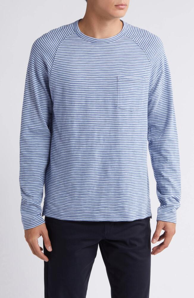 Vince Stripe Raglan Sleeve Cotton T-Shirt in Surf Mist/bayou Cover