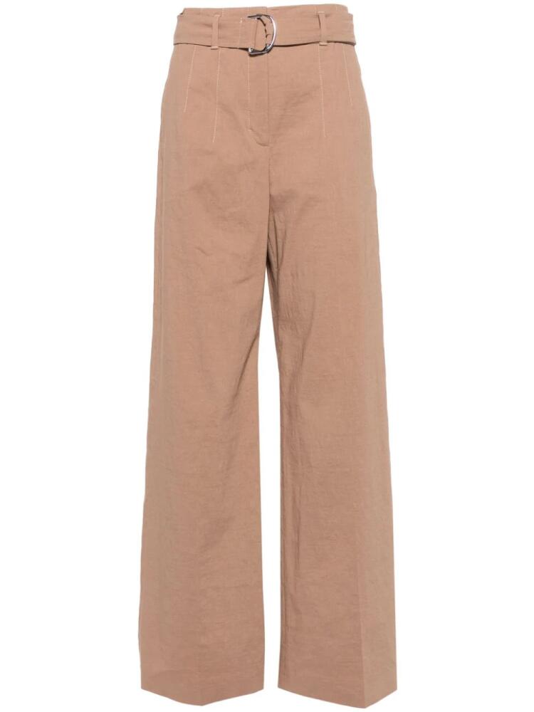 BOSS belted linen-blend trousers - Neutrals Cover