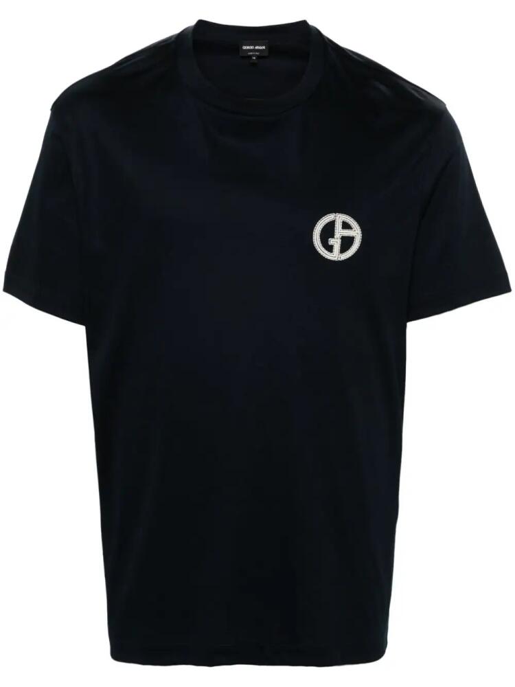 Giorgio Armani logo-embroidered T-shirt - Blue Cover