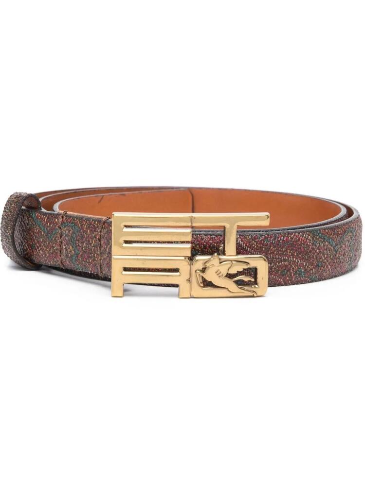 ETRO paisley-print logo-buckle belts - Brown Cover