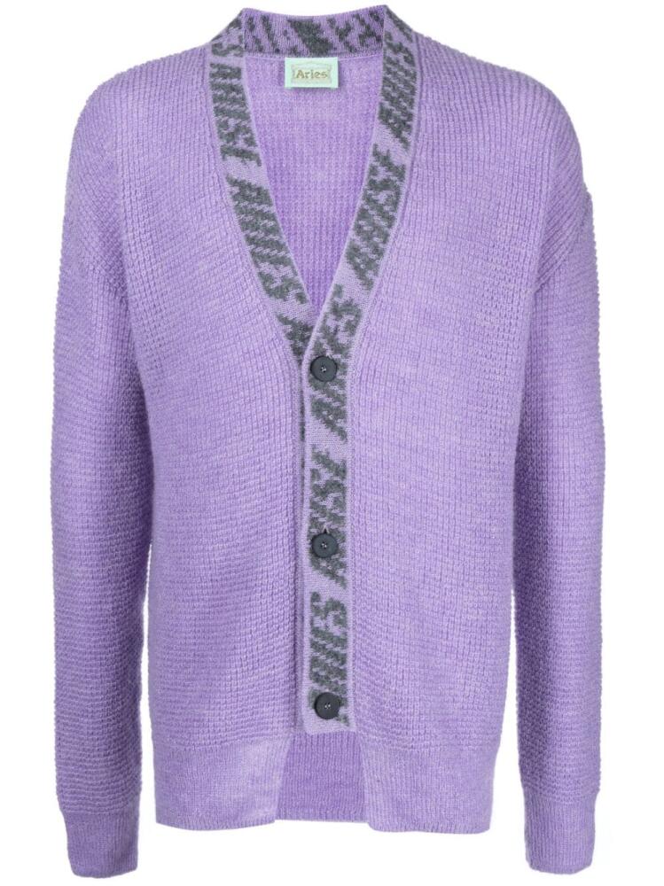 Aries waffle-knit cardigan - Purple Cover